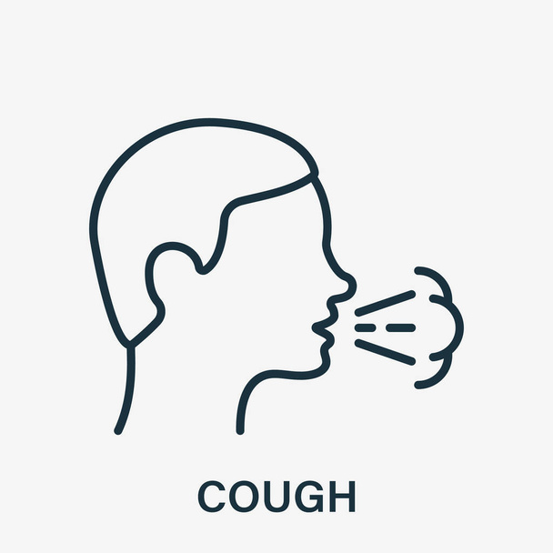 Icône de ligne de toux. Symptôme de grippe, rhume ou coronavirus. Un homme tousse ou éternue. Maladies infectieuses Icône linéaire. Rhume, bronchite, tuberculose. Course modifiable. Illustration vectorielle - Vecteur, image