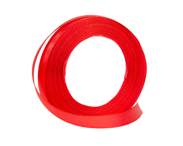 Czerwone rzemieślnicze koło dekoracyjne dla prezentów izolowanych na białym tle - Zdjęcie, obraz