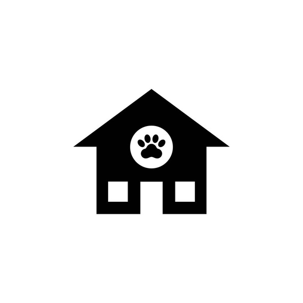 Будинок тварин, Притулок Канане. Плоска іконка векторної піктограми. Простий чорний символ на білому тлі. Animal House, Shelter Canine шаблон дизайну для веб- та мобільного інтерфейсу
 - Вектор, зображення