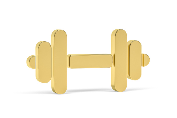 Golden 3d fitness ikona izolované na bílém pozadí - 3D vykreslení - Fotografie, Obrázek
