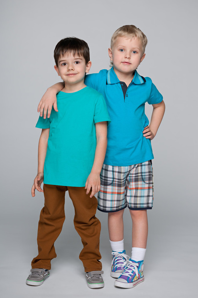 Two fashion smiling little friends - Foto, Imagem