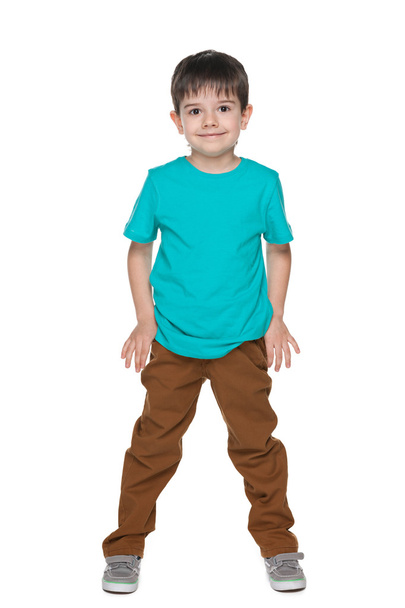 Young smiling boy in the blue shirt - 写真・画像