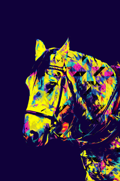 Colorful horse art illustration grunge painting - Photo, image