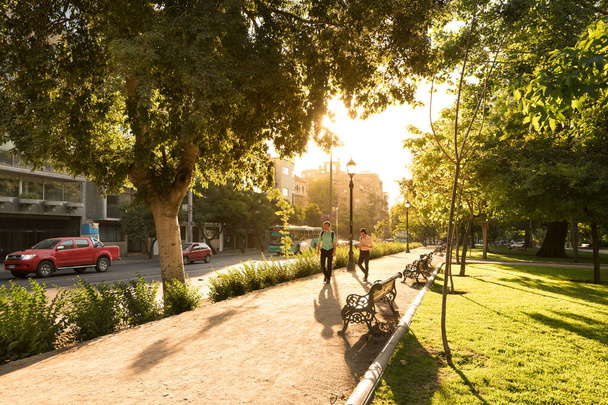 Santiago, Regione Metropolitana, Cile, Sud America - Le persone a piedi nel Parco Forestale, il parco urbano più tradizionale della città. - Foto, immagini