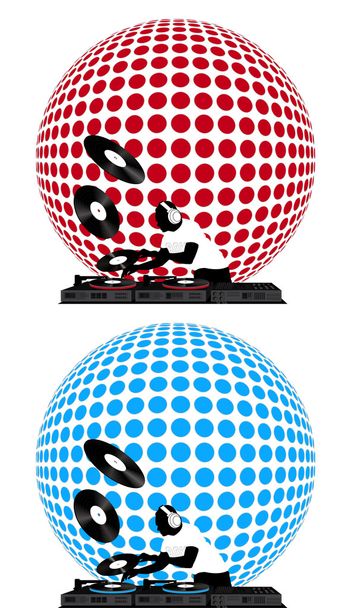 DJ και disco μπάλα - Διάνυσμα, εικόνα