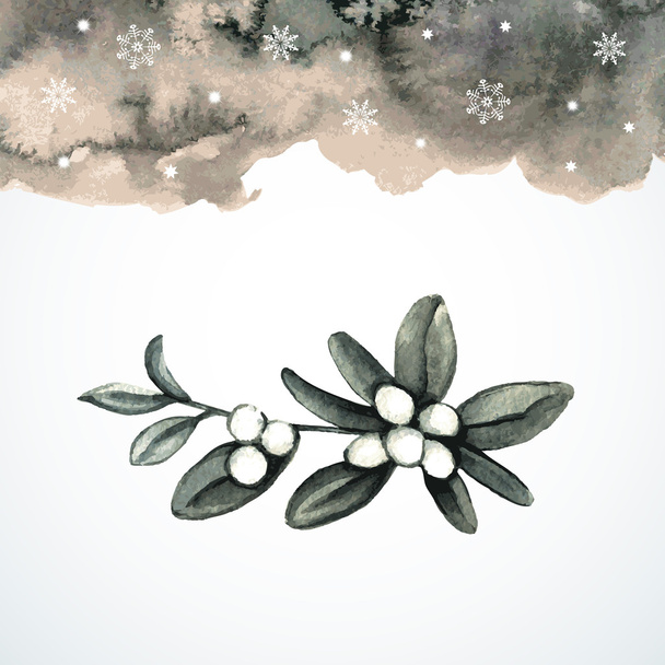 Watercolor background with mistletoe. - Vektor, obrázek