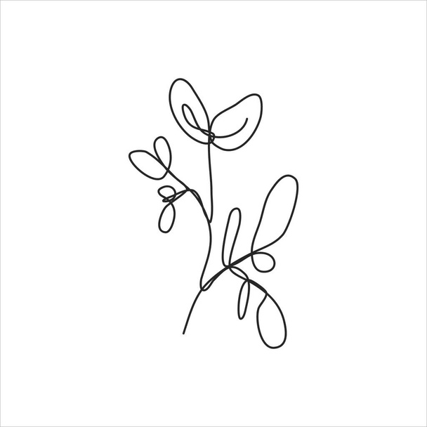 one line drawing of elegant leaves. continuous line art - Vector, Image