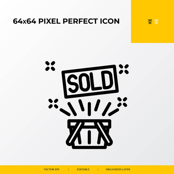 Tuote myydään icon.E-commerce liittyvä Vector Line Icons.64x64 pikselin täydellinen kuvakkeet - Vektori, kuva