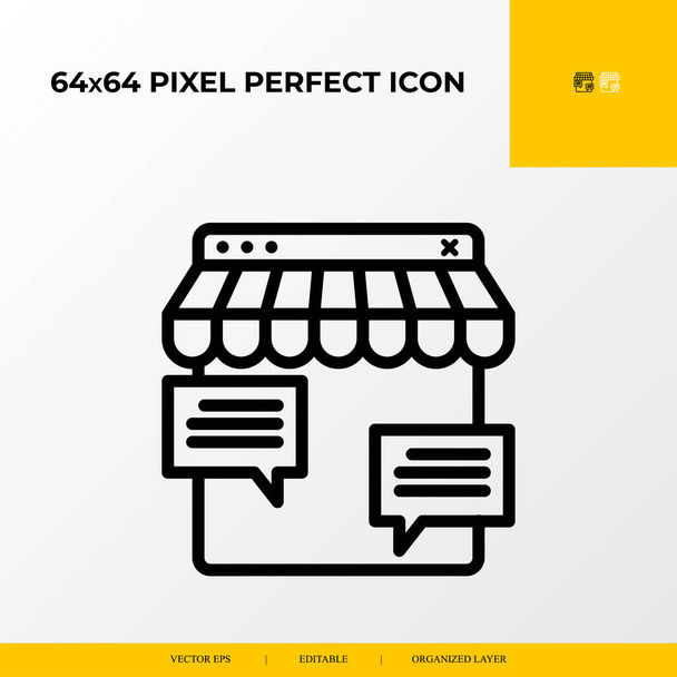 Czatuj z właścicielem sklepu ikona E-commerce Powiązane ikony linii wektorowej 64x64 pikseli - Wektor, obraz