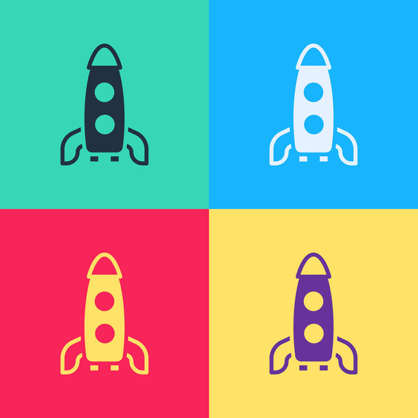 Pop art Icône de fusée isolé sur fond de couleur. Voyage dans l'espace. Vecteur. - Vecteur, image