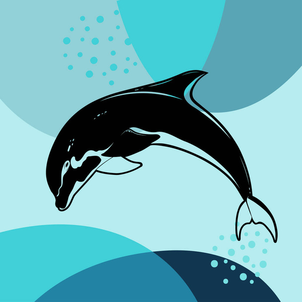 Vector image of a dolphin on an abstract background. Design elements for print, banner, flyer. - ベクター画像