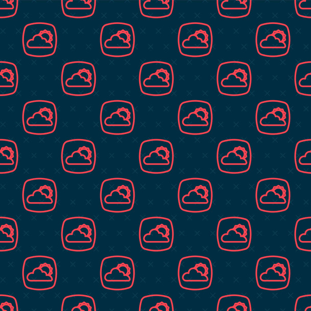 Red line Weather forecast icon isolated seamless pattern on black background.  Vector. - Vector, Image