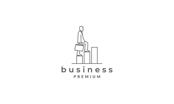 ligne homme d'affaires sur escalier logo symbole vectoriel icône illustration graphisme - Vecteur, image