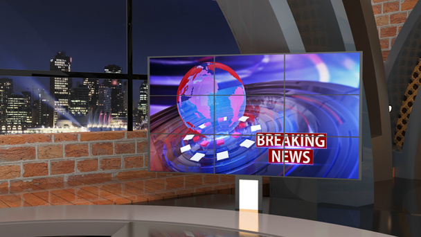 Classic indoor 3D virtual studio _ News Studio, fundo para programas de TV .TV On Wall.3D Virtual News Studio Background Loop - Foto, Imagem