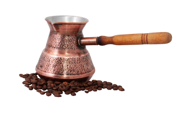 old coffeepot and coffee beans - Valokuva, kuva