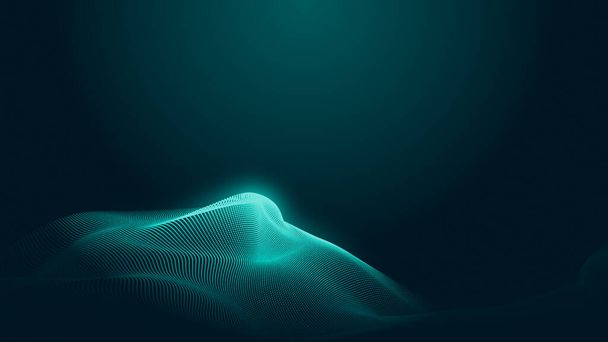 Dot green wave light screen gradient texture background. Abstract  technology big data digital background. 3d rendering. - Photo, Image