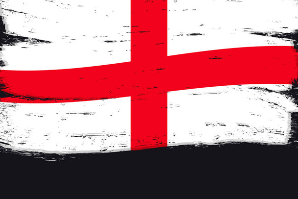 Bandera de Inglaterra, bandera con pincel grunge. Fondo en colores originales nacionales. Ilustración vectorial. - Vector, imagen