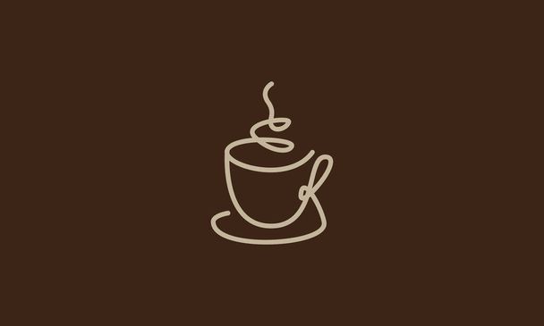 линии искусства или одной строке кофе Кубок логотип символа символа векторной иконки графический дизайн  - Вектор,изображение