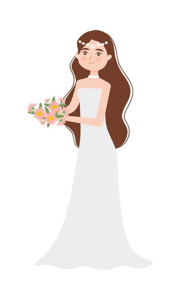 bride with long dress - Vector, Image