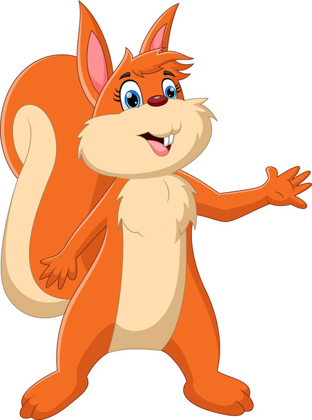 cartoon cute squirrel waving - Vettoriali, immagini