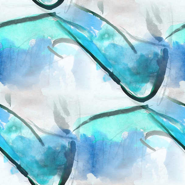 bunte Zeichnung Muster Wasser blau, grüne Textur Farbe abstrakt - Foto, Bild