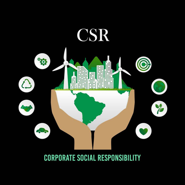 CSR - A vállalati társadalmi felelősségvállalás koncepciójának illusztrációja - Vektor, kép