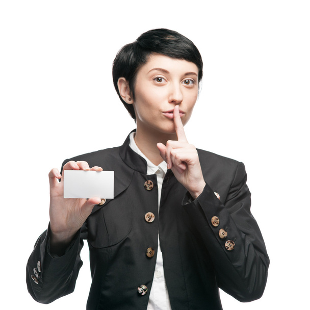 businesswoman holding business card - Photo, image