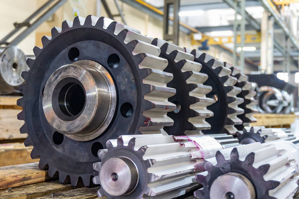 Shaft gear at the assembly site, tooth cutting, gear cutting production on CNC machines. - Photo, Image