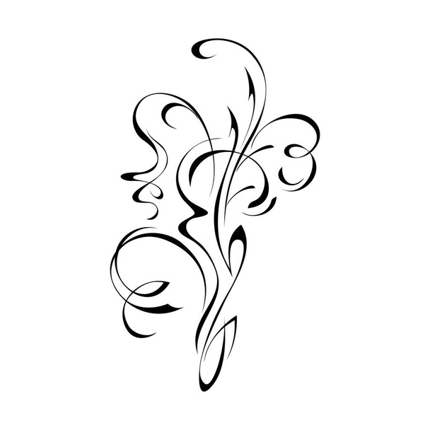 abstract decorative element with curls in black lines on a white background - Vector, imagen