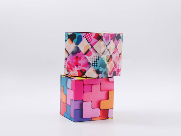 gift wrap colored cubes on a white background 2021 - Photo, Image