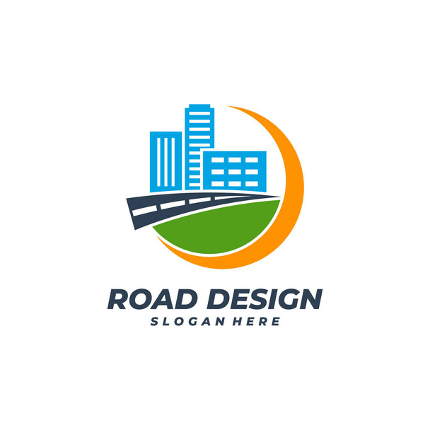 Plantilla de vector de logotipo de Road City, conceptos de diseño de logotipo de Creative Road. - Vector, imagen