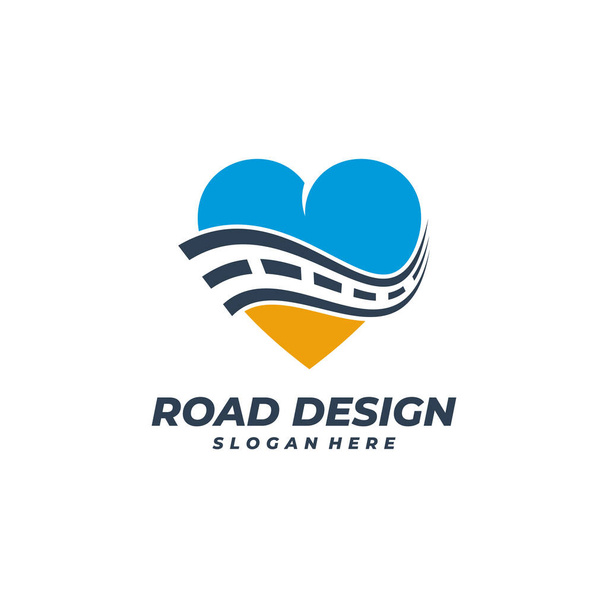 Plantilla de vector de logotipo de Love Road, conceptos de diseño de logotipo de Creative Road. - Vector, imagen