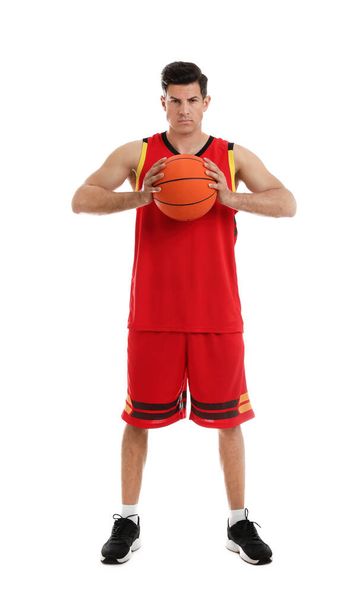 Basketball player with ball on white background - Zdjęcie, obraz
