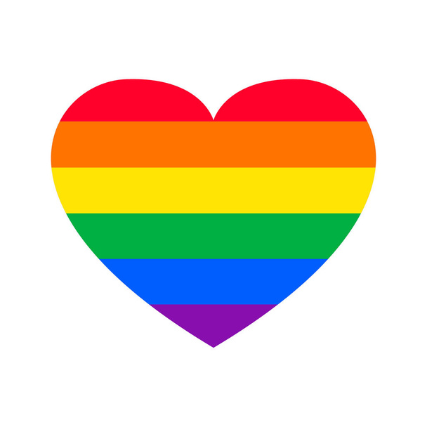 Ylpeyden kuukauden logo sateenkaaren lipulla. Ylpeys symboli sydän, LGBT, seksuaalinen vähemmistöt, homot ja lesbot. Rakkaus on rakkautta. Vektorikuvaus - Vektori, kuva