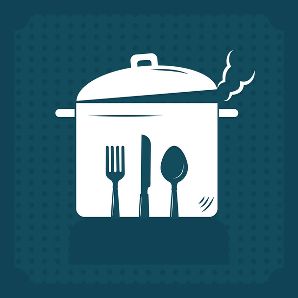 pot and cutlery - Vector, Image