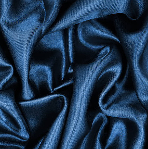 Smooth elegant blue silk or satin luxury cloth texture can use as abstract background. Luxurious background design   - 写真・画像