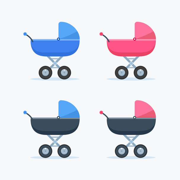 The boy and girl Baby Stroller. Isolated Vector Illustration - Вектор,изображение