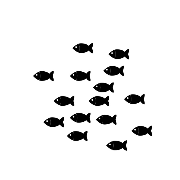 Silhouettes school of fish with marine life  - 写真・画像