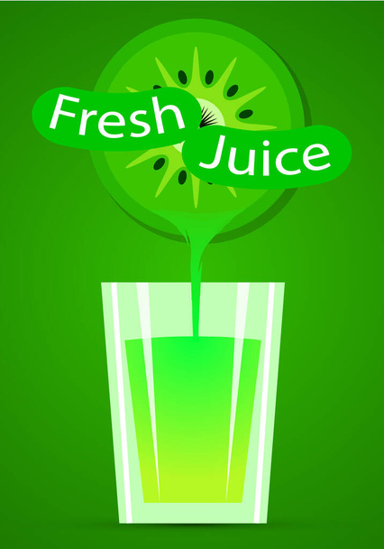 A glass of fresh kiwi, vector art illustration. - Vector, Image