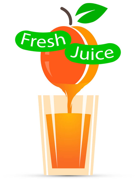 A glass of fresh peach juice, vector art illustration. - Wektor, obraz