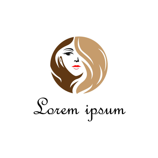 visage de femme en cercle pour le logo du salon de beauté, modèle vectoriel moderne coiffure - Photo, image