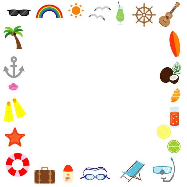 Summer vector flame illustration set for beaches, pools, drinks, etc. - Vector, Image