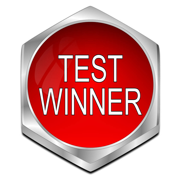 Tlačítko Vítěz testu červená - 3D ilustrace - Fotografie, Obrázek