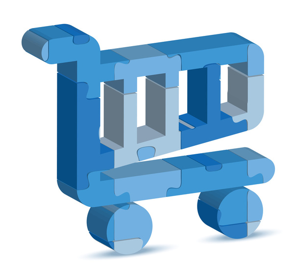 shopping cart icon in puzzle - Vector, Image
