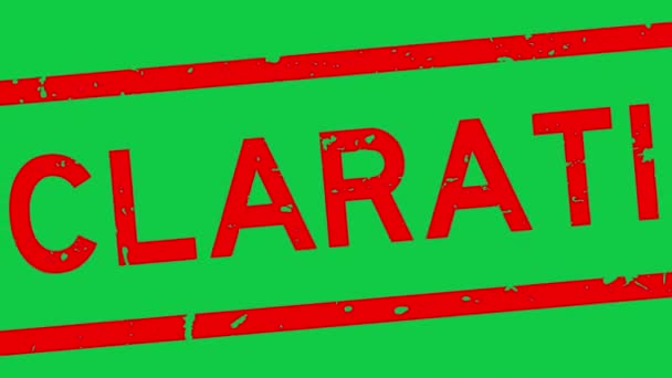 Grunge rood declaratie woord vierkante rubber zegel zegel zoom in groene achtergrond - Video