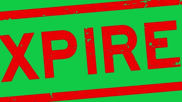Grunge vermelho expirado palavra quadrado borracha selo selo zoom no fundo verde - Filmagem, Vídeo