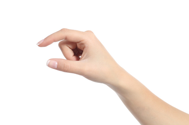 Woman hand holding some like a blank object - Zdjęcie, obraz