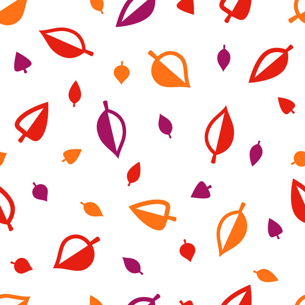 Stylish cartoon autumn leaves seamless vector pattern, endless wallpaper or textile swatch with tree floral, red fall life theme. - Вектор, зображення