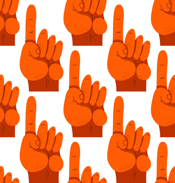 Finger pointing hands vector seamless wallpaper, endless pattern background with hands showing direction image. - Vector, afbeelding