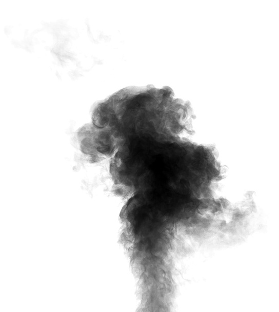 Black steam looking like smoke on white background - Photo, Image